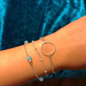 Beautiful Silver Dainty 3 Layer Chains Bracelet